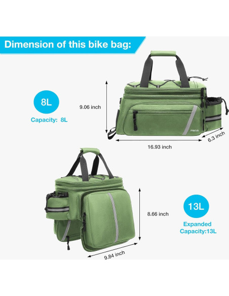 Bolsa de Soporte para Bicicleta MOSISO 8L Impermeable Verde