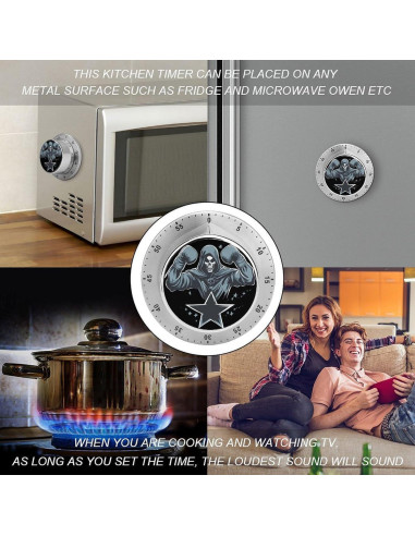 Temporizador Magnético de Cocina Genérico Acero Inoxidable