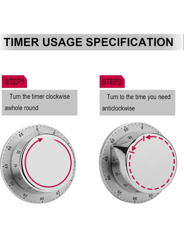 Temporizador Magnético de Cocina Genérico Acero Inoxidable