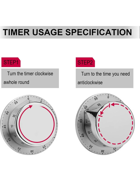 Temporizador Magnético de Cocina Genérico Acero Inoxidable