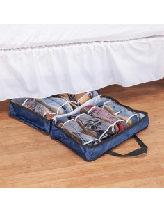 Caja de Almacenamiento de Zapatos Fox Valley Traders - 8 Pares, Vinilo Duradero, Azul Marino, 50.8x35.6x2.5 cm 2