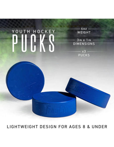 Discos de Hockey sobre Hielo Franklin Sports Juvenil Azul - Set de 3