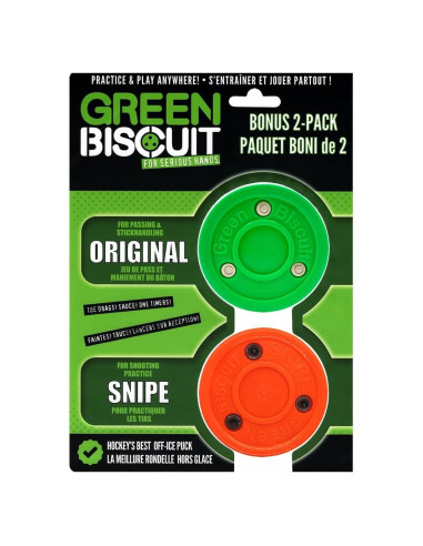 Pucks de Hockey Callejero Green Biscuit 2-Pack Original y Snipe
