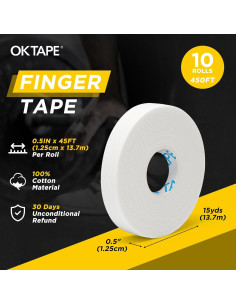 Cinta de Dedo Atlética OK TAPE 1.27 cm x 137.16 m - 10 Rollos 2