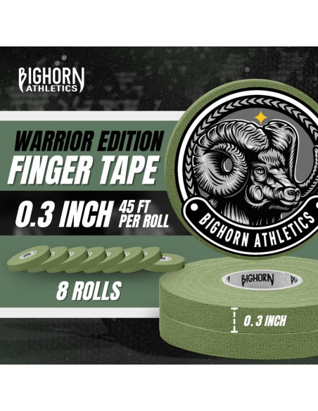 Cinta para Dedos Bighorn Athletics 0.76 cm x 13.72 m Verde Militar