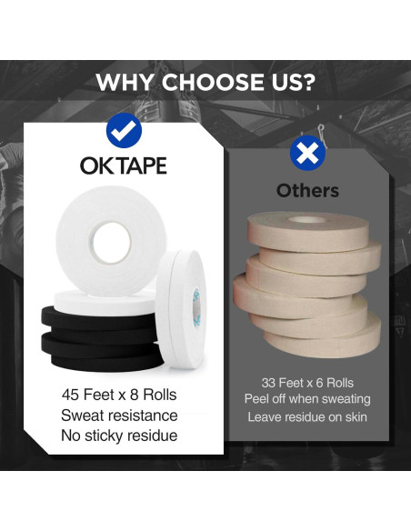 Cinta Atlética OK 8 Rollos 0.8 cm x 13.7 m para Dedos