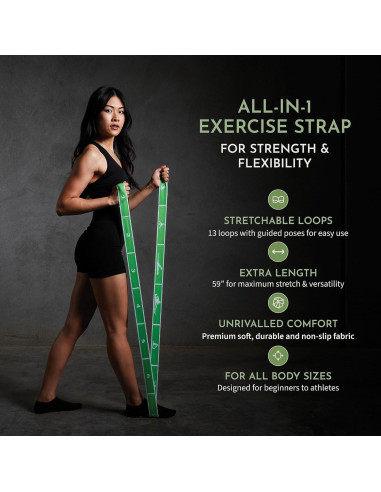 Correa de Estiramiento Vida de Koi 150 cm con Asas Verde
