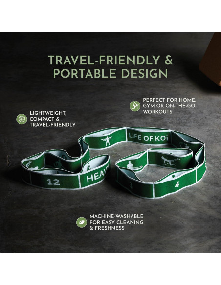 Correa de Estiramiento Vida de Koi 150 cm con Asas Verde