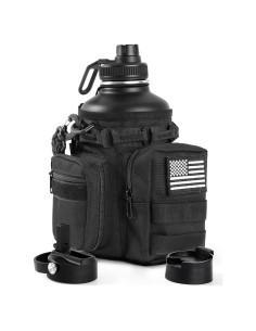 Botella de Agua Táctica Banloga 64 oz Acero Inoxidable Negro