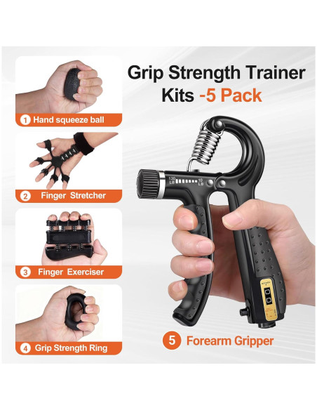 Kit de Entrenador de Fuerza de Agarre WATMAID 5 Piezas Ajustable