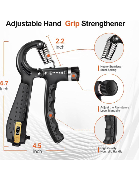 Kit de Entrenador de Fuerza de Agarre WATMAID 5 Piezas Ajustable