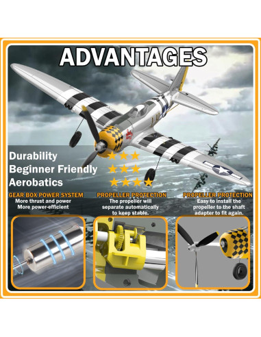 Avián RC ANBURI P47 Thunderbolt 35.56 cm Listo para Volar