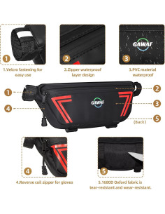 Bolsa de Manillar de Motocicleta GAWAF Chebabao-1 Impermeable 1.5L 2