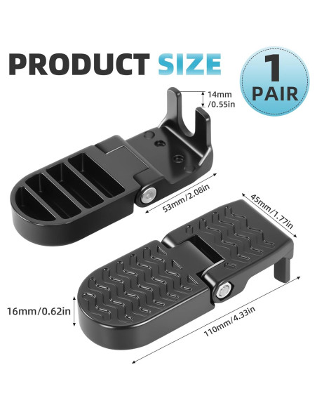 Pedales Traseros Plegables Shwsed para Bicicleta 15mm Antideslizantes