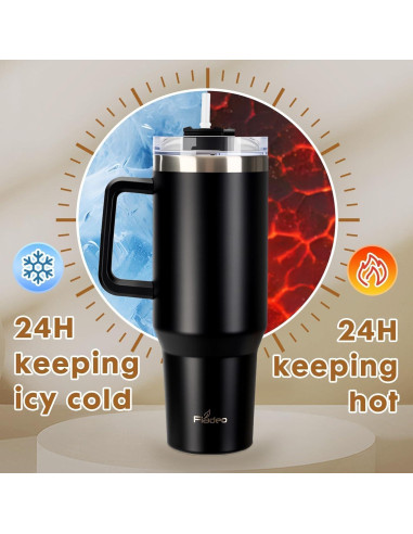 Paquete de 2 Tazas de 1.18L Aisladas Genérico con Asa y Popote