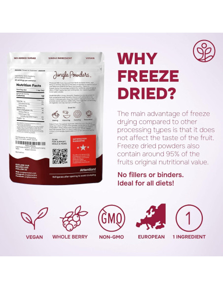 Polvo de Frambuesa Jungle Powders 99g Sin Azúcar Liofilizado