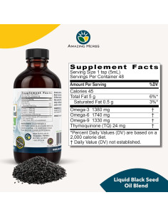 Aceite de Semilla Negra y Lino Amazing Herbs 236.6 ml - Omega 3, 6, 9 2