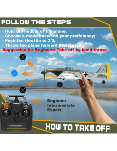 Avión RC ANBURI FW190 4 Canales con Estabilización