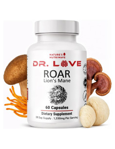 Suplemento Vegano de Hongo Melena de León Dr. Love Roar - 60 Cápsulas