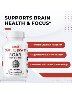 Suplemento Vegano de Hongo Melena de León Dr. Love Roar - 60 Cápsulas 2