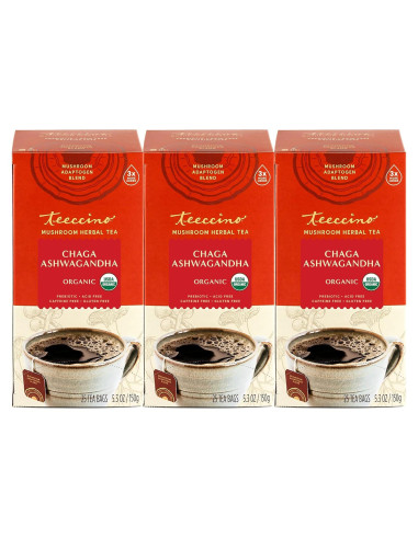Té Herbal Adaptogénico Teeccino Chaga Ashwagandha - 25 Bolsitas