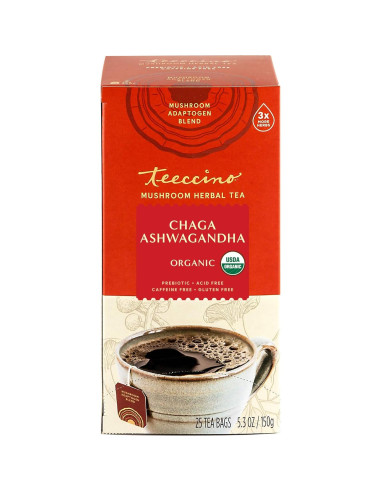 Té Herbal Adaptogénico Teeccino Chaga Ashwagandha - 25 Bolsitas