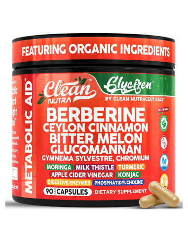 Suplemento de Berberina y Canela Clean Nutraceuticals 90 Cápsulas