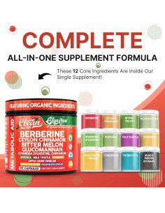 Suplemento de Berberina y Canela Clean Nutraceuticals 90 Cápsulas 2