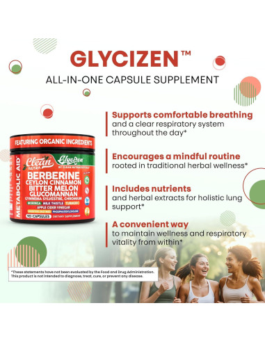 Suplemento de Berberina y Canela Clean Nutraceuticals 90 Cápsulas