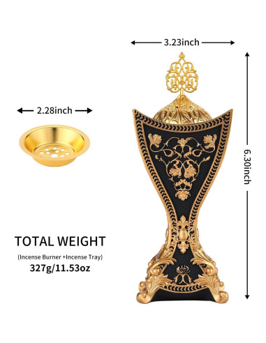 Horno de Incienso TERSCHELLING de Resina con Motivos Dorados