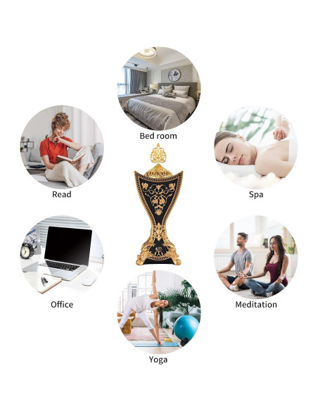 Horno de Incienso TERSCHELLING de Resina con Motivos Dorados