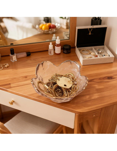 Soporte de Incienso SEIBER de Vidrio y Latón Rosa 9 Agujeros