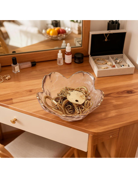 Soporte de Incienso SEIBER de Vidrio y Latón Rosa 9 Agujeros