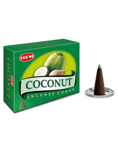 Conos de Incienso HEM Coco - 120 Conos Naturales Hechos a Mano