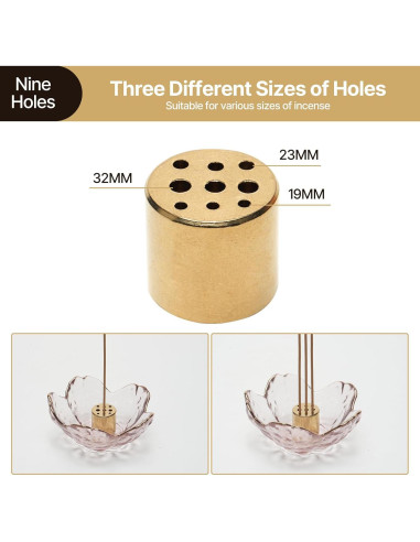 Soporte de Incienso SEIBER de Vidrio y Latón Rosa 9 Agujeros