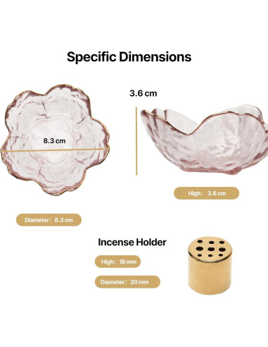 Soporte de Incienso SEIBER de Vidrio y Latón Rosa 9 Agujeros