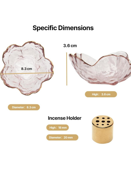 Soporte de Incienso SEIBER de Vidrio y Latón Rosa 9 Agujeros