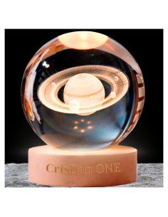 Lámpara Saturno CRISDAN Luz Nocturna Esfera de Cristal