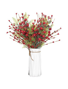 Decoraciones de Árbol de Navidad LLZLL - 6 Picos de Baya Roja 43 cm