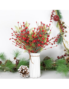 Decoraciones de Árbol de Navidad LLZLL - 6 Picos de Baya Roja 43 cm 2