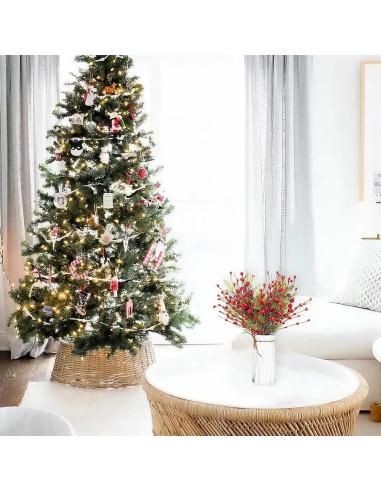 Decoraciones de Árbol de Navidad LLZLL - 6 Picos de Baya Roja 43 cm