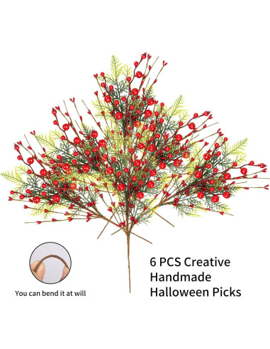 Decoraciones de Árbol de Navidad LLZLL - 6 Picos de Baya Roja 43 cm