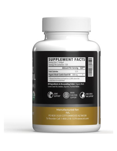 Cápsulas de Aceite de Semilla de Black Seed Orgánico 500 mg