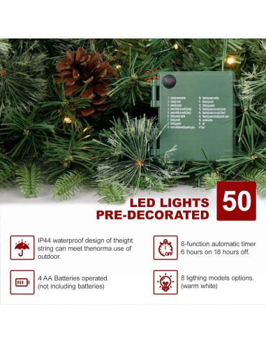 Guirnalda de Navidad LED 50 luces GAZE ART 274 cm con Temporizador