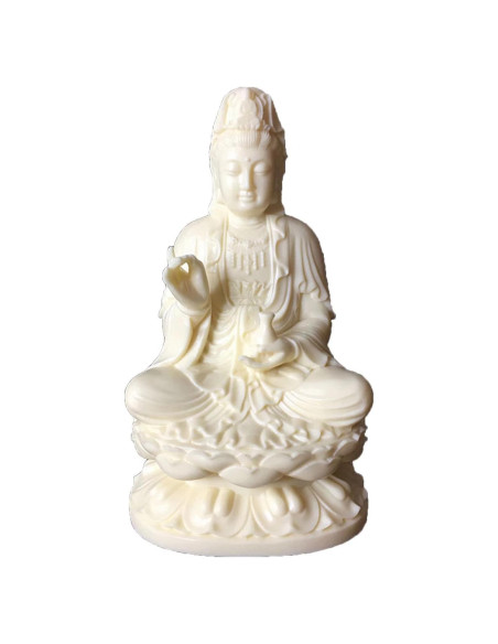 Estatua de Buda Guan Yin sobre Loto Fayijia 13x7.5x6.5cm