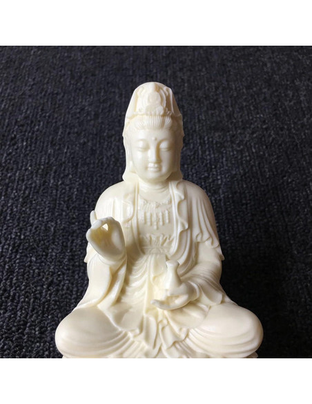 Estatua de Buda Guan Yin sobre Loto Fayijia 13x7.5x6.5cm
