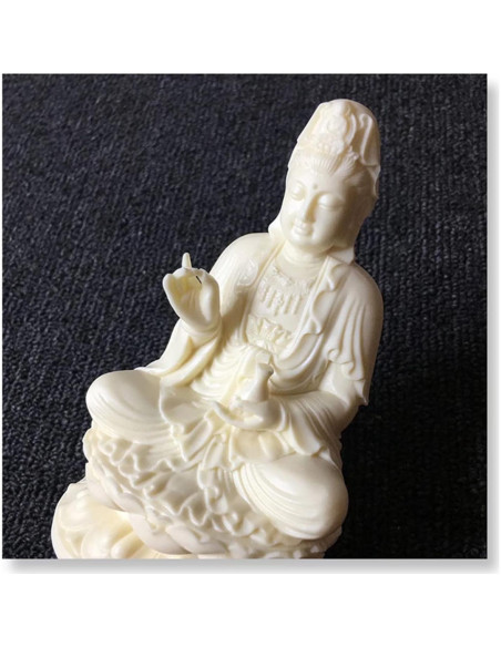 Estatua de Buda Guan Yin sobre Loto Fayijia 13x7.5x6.5cm
