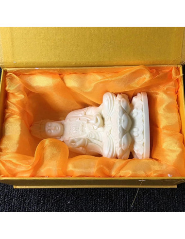 Estatua de Buda Guan Yin sobre Loto Fayijia 13x7.5x6.5cm