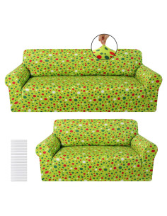 Juego de Fundas de Sofá Peryiter 2 Piezas Navidad Verde y Rojo