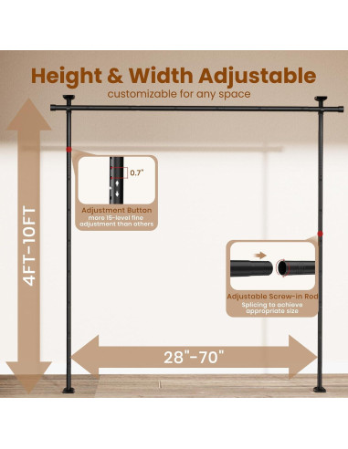 Varilla Divisoria Ajustable Bonpally 4-10 pies Sin Perforación